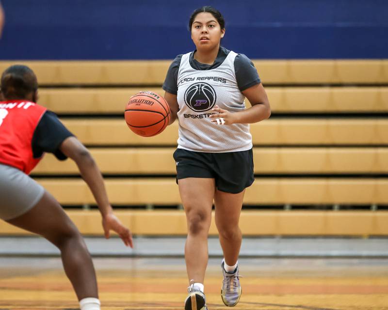 Plano's Jailyn Brown shoots a jump shot at the Oswego girls basketball shootout tournament. June 28, 2024.