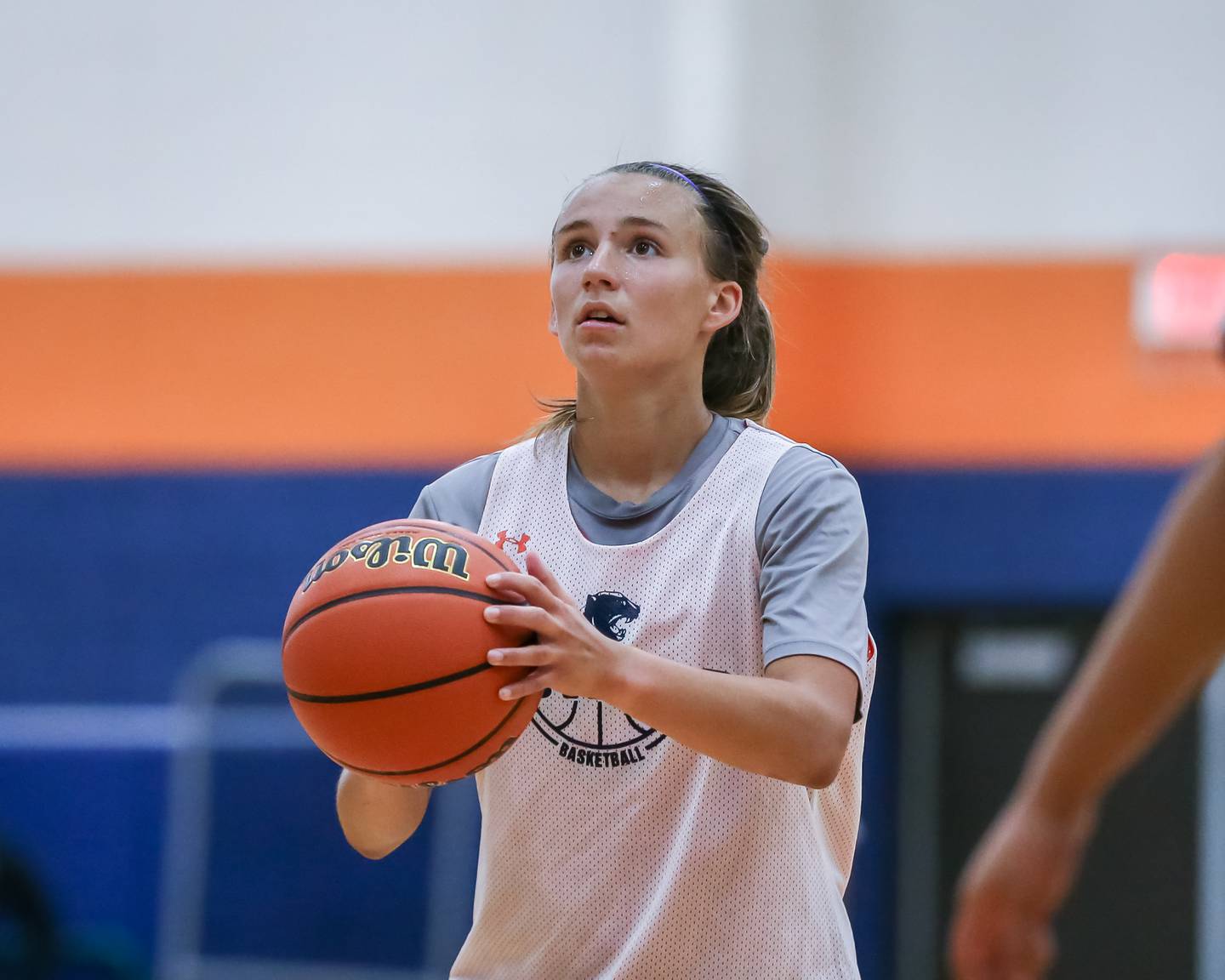 Oswego's Anna Johnson shoots  freethrow at the Oswego High School Shootout. June 30, 2022.