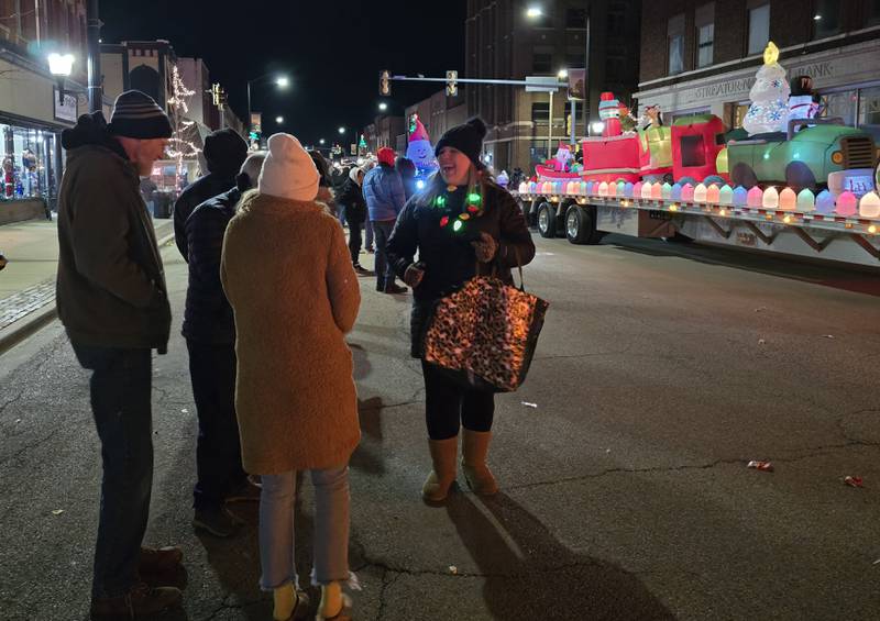 Parade goers were met with smiles  by parade participants Saturday, Nov. 30, 2024, during the Lighted Christmas Parade in Streator.