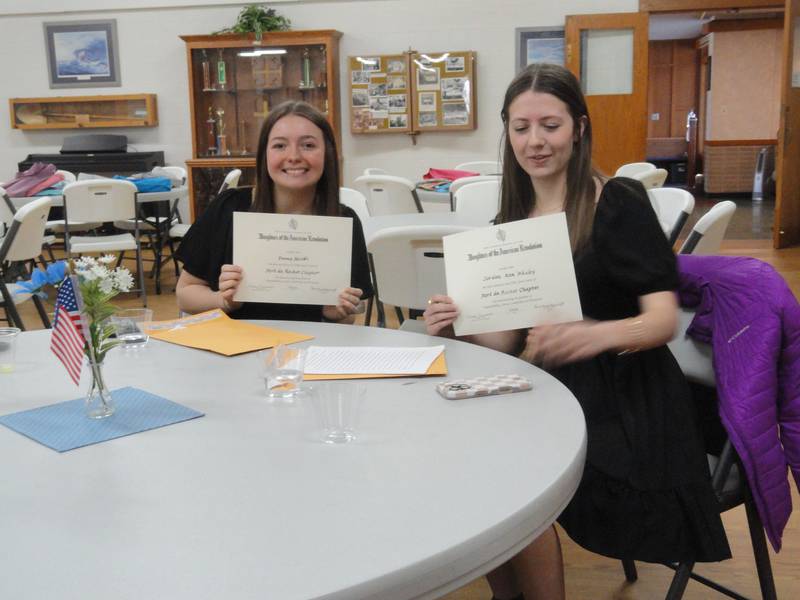 DAR Good Citizen Award winners Jordan Whaley from La Salle-Peru and Emma Jacobs of Earlville received recognition Saturday, March 8, 2025. Not pictured is Anthony Kelson of Mendota.