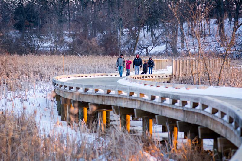 Walking on more than 200 miles of trails is an option for the winter. Hastings Lake in Lake Villa offers scenic views.