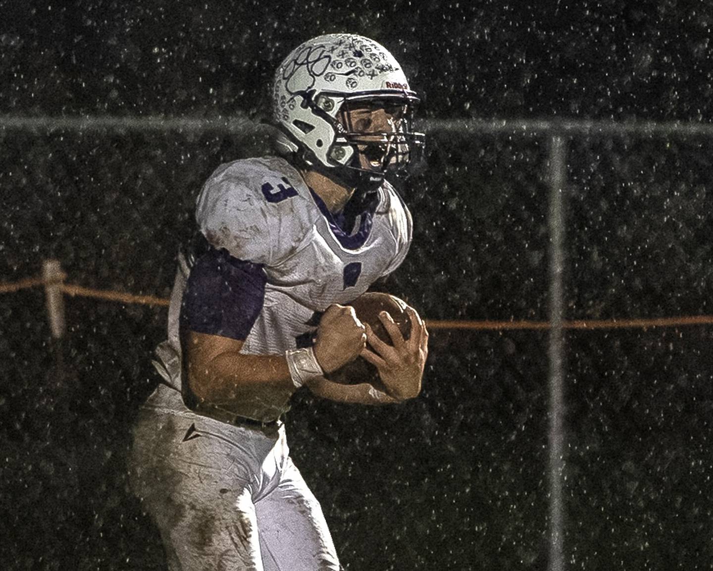 Ryan Kettman (3) of Wilmington celebrates touchdown on Saturday, November 8, 2025 at Seneca High School in Seneca.