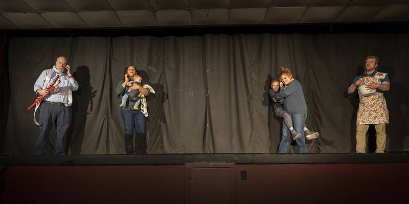 Cast members rehearse a scene Wednesday, Dec. 3, 2025, for PACT’s “The Best Christmas Pageant Ever.”