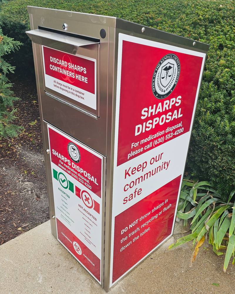 Because of safety concerns, the Kendall County Coroner’s Office has decided to pause indefinitely the operation of its outdoor 24-hour medical sharps drop box at 804 W. John St. in Yorkville.