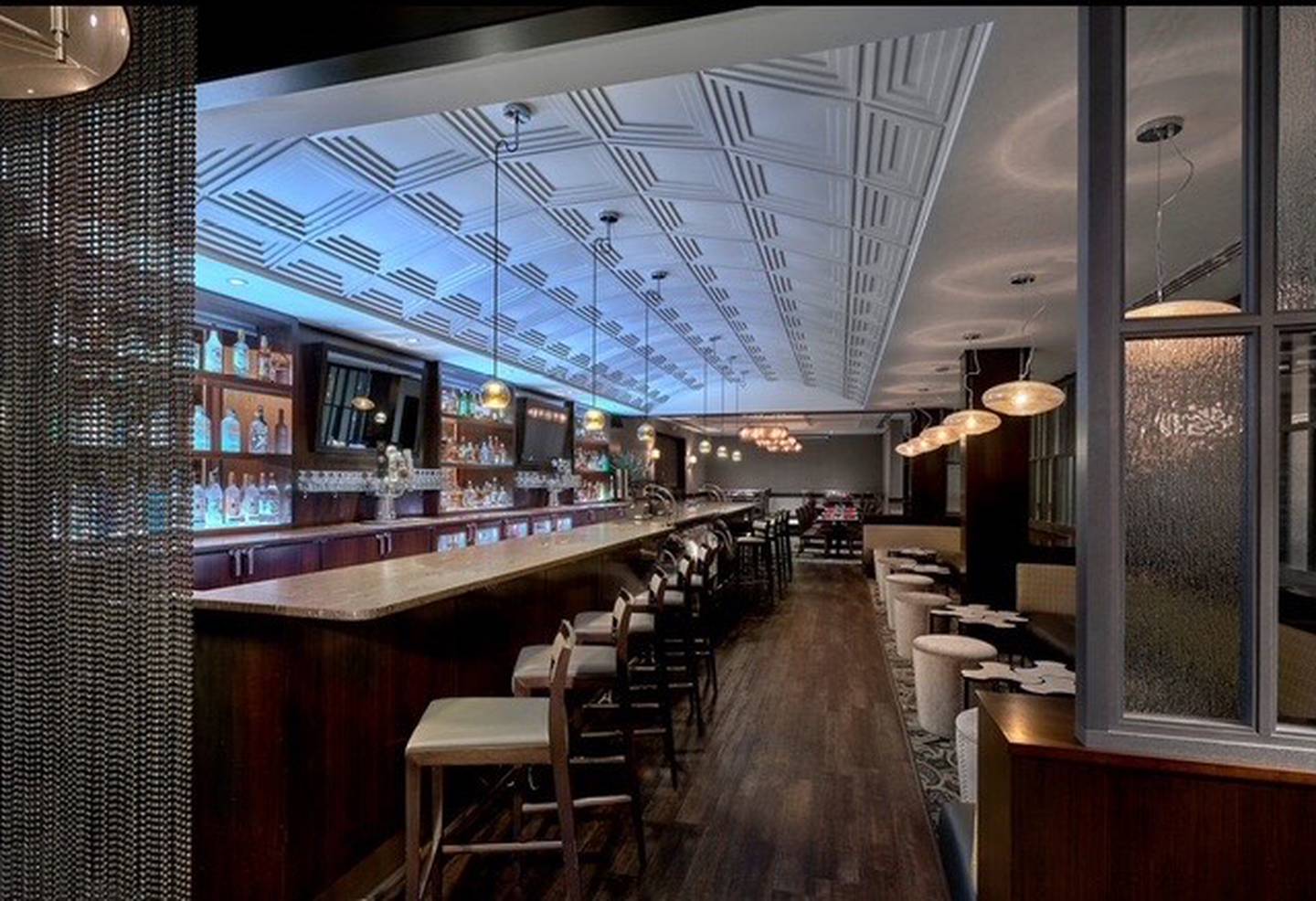 The bar and lounge area at Uptown Grill in La Salle.