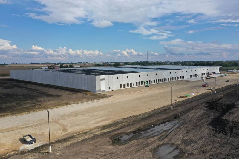 An aerial view of the new Ollie's distribution center on Tuesday, Sept. 26, 2023 in Princeton. The distribution center is 615,000 square foot, which is about the equivalent of 11 football fields. It will employ 200 people and serve 150 stores in the Midwest. The cost of the project is 68 million and will be completed in the summer of 2024.