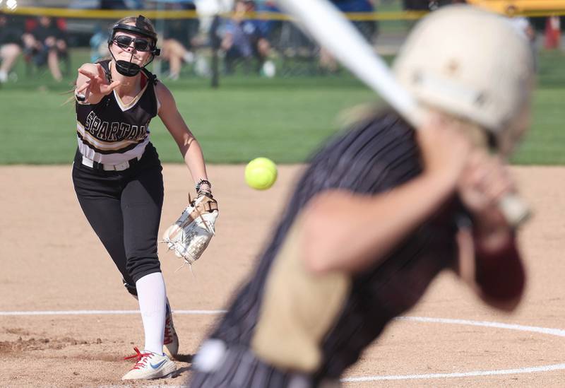 Sycamore's Alyssa Wilkerson delivers a pitch during their game against Morris Wednesday, May 10, 2023, at Sycamore High School.