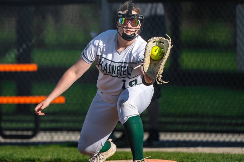 Plainfield Central's McKenna Ignasak makes a play at first. During a game against Lincoln-Way West on Friday May 3, 2024 at Lincoln-Way West in New Lenox