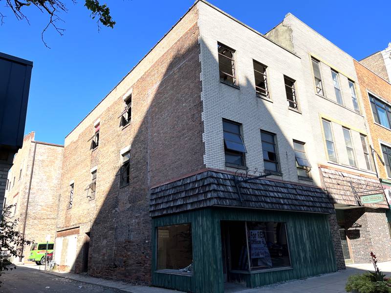 A vacant building at 69 N. Chicago St., Joliet, seen on Monday, Sept. 26, 2022. A fire had caused damage to the building on Sunday, Sept. 25, 2022.