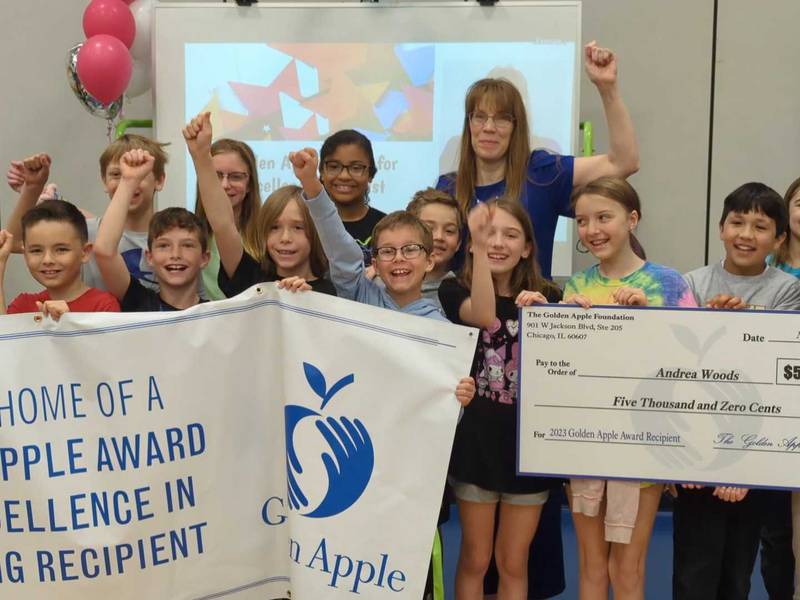 Big Hollow Elementary School teacher Andrea Woods was the recipient of a Golden Apple Award for excellence in teaching.