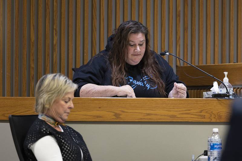Alma Walker reads her impact statement Thursday, Oct. 17, 2024, during sentencing of Steven Coleman who set fire to the Western Apartments in 2020. Alma was injured in the fire.