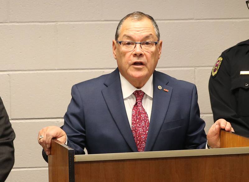 La Salle County States Attorney Joe Navarro, speaks during a press conference involving involving Joshua Casey, who is charged with concealment of a homicidal death on Monday, March 10, 2025 at the La Salle County Government Complex in Ottawa.