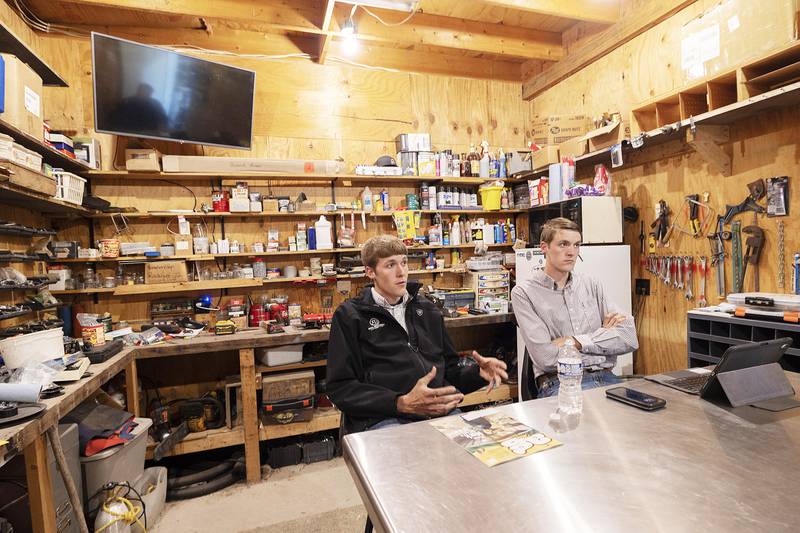 Joseph and Michael Ring talk about their latest projects Tuesday, June 3, 2025, at their shop in Oregon.