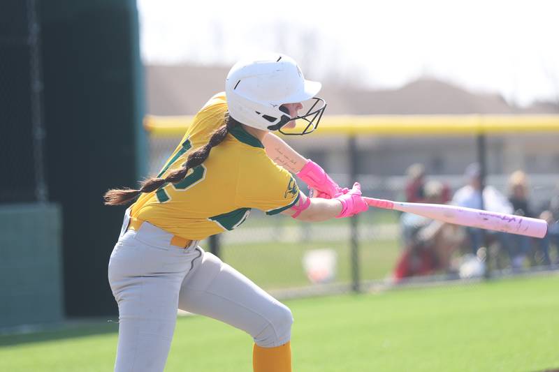 Coal City’s Masyn Kuder connects against Wilmington on Monday, March 30, 2026 in Coal City.