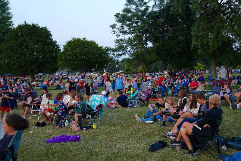 Spectators wait for the Elburn Lions Club’s Fireworks Show to begin on Saturday, July 12, 2025 in Elburn.