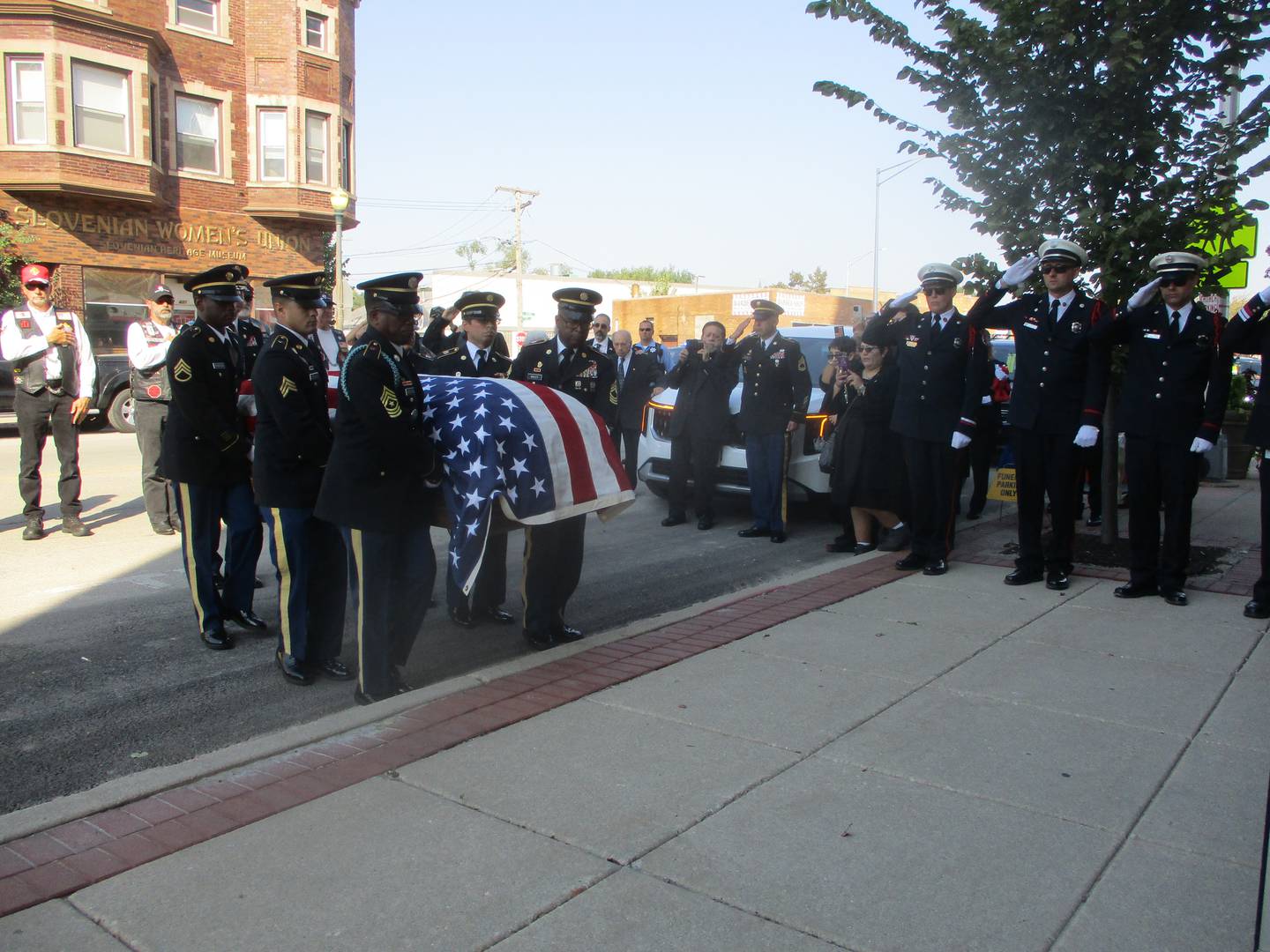 Private First Class Vincent Vega's casket is brought into St. Joseph's Catholic Church on Friday. Oct. 3, 2025