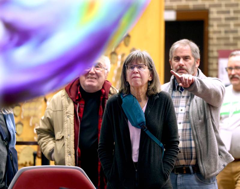 Attendees stop by the science on the sphere exhibit Saturday, April 5, 2025, during Earth Fest in Founders Memorial Library at Northern Illinois University in DeKalb.