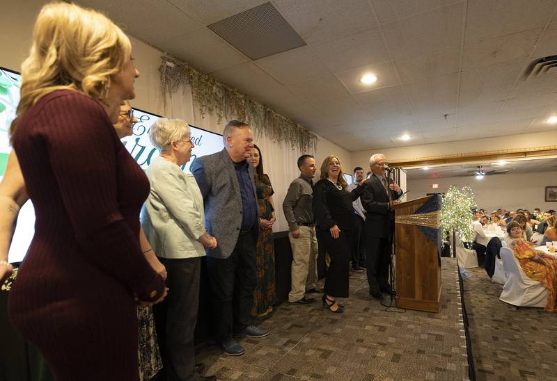 Representatives of Sauk Valley Bank take the stage after being awarded Business of the Year Friday, April 4, 2025,  during Discover Dixon’s Best of Dixon gala.