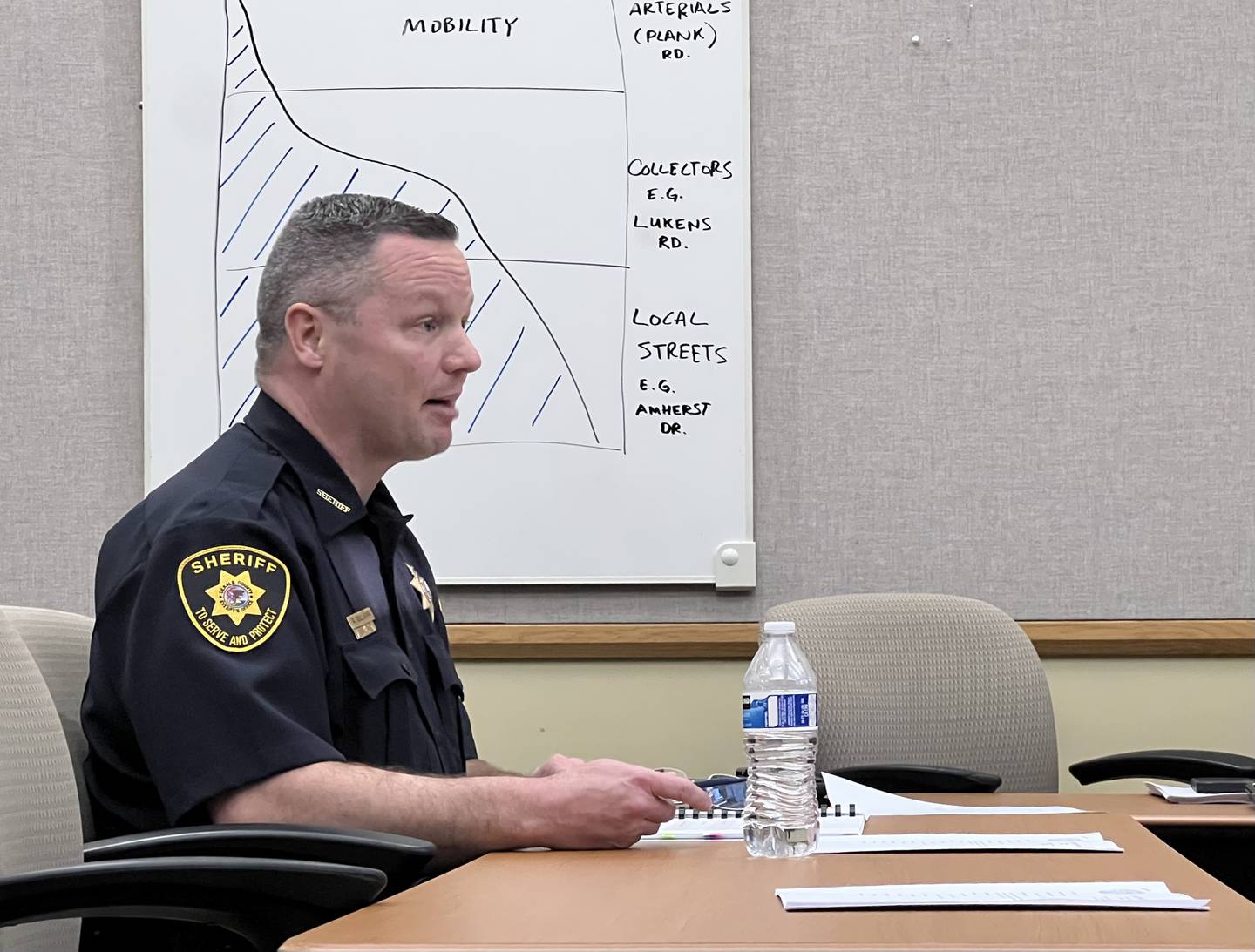 DeKalb County Sheriff Andy Sullivan said crime was down in DeKalb County, when he presented the DeKalb County Sheriff's Office 2022 annual report to the DeKalb County Board Law and Justice Committee on May 22, 2023.