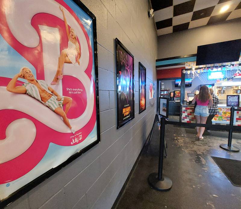 Moviegoers get in line for tickets to see "Barbie" Monday night at Streator Eagle 6 theater.