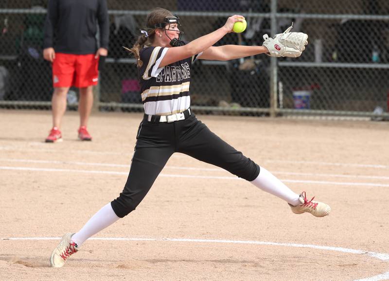 Sycamore's Addison Dierschow delivers a pitch during their game against Ottawa Thursday, May 2, 2024, at Sycamore High School.