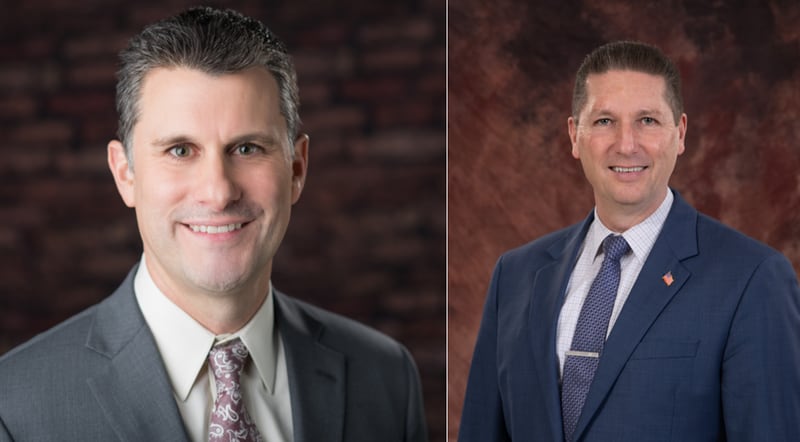 Two Republicans will face off for the 37th District seat in the Illinois House of Representatives in the June 28, 2022 primary election: Brett Nicklaus (right), a financial planner and business owner from Dixon, and incumbent Win Stoller (left), a business owner from Germantown Hills who was first elected to the 37th seat in 2020. (Photos provided by Brett Nicklaus and Win Stoller)