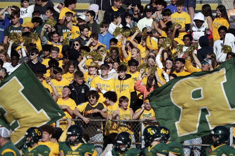 Elk Grove celebrates a touchdown Saturday October 29, 2022 in Elk Grove Village.