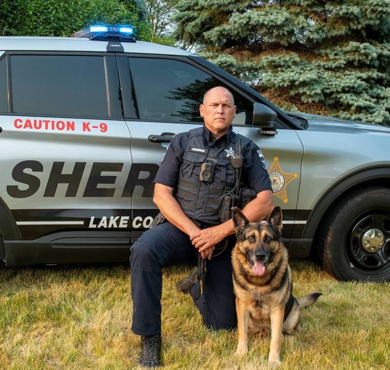 K-9 Duke, led by Deputy Dwight Arrowood, alerted to a woman’s scent during a search for a missing, high-risk person in Antioch.