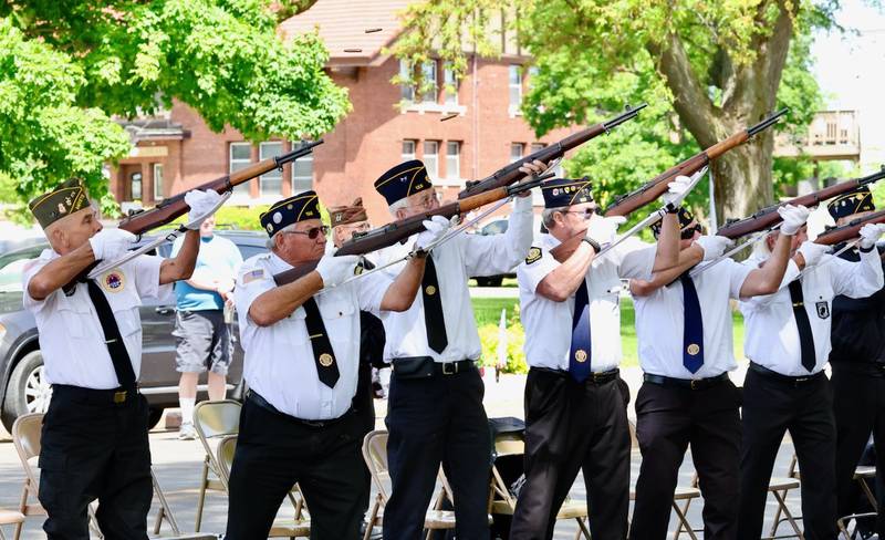 The Color Guard fires a salute during Monday's Memorial Day Services in Princeton.