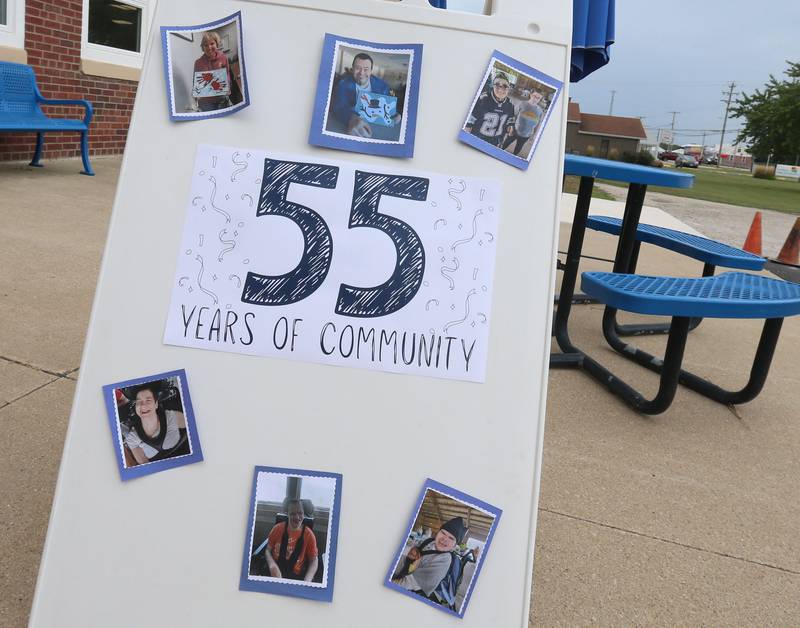 A sign reads "55 years of community" welcomes visitors outside Gateway Services on Wednesday, Aug. 27, 2025 in Princeton. The non-profit organization celebrates it's 55th anniversary this year.