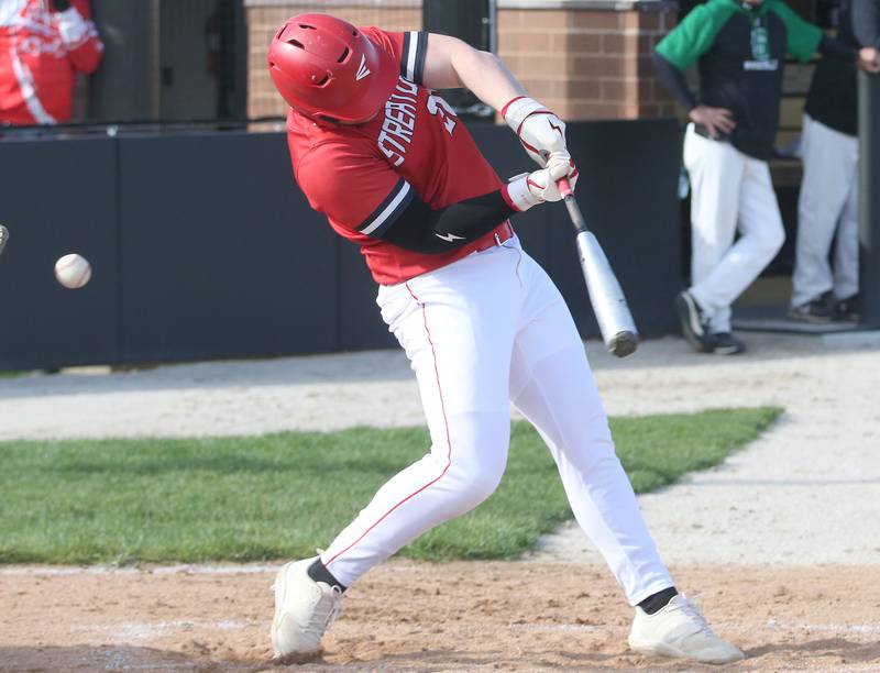 Streator's Cole Winterrowd strikes out swinging against Seneca on Friday, April 19, 2024 at Seneca High School.