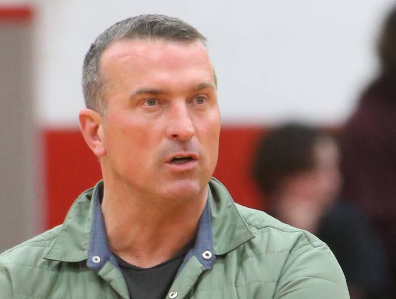 Former NBA player and motivational speaker Chris Herrin talks to Woodland and Streator students on Wednesday, March 1, 2023 at Streator High School. Herrin battled substance abuse during his time as a college basketball player, international leagues and in the NBA.
