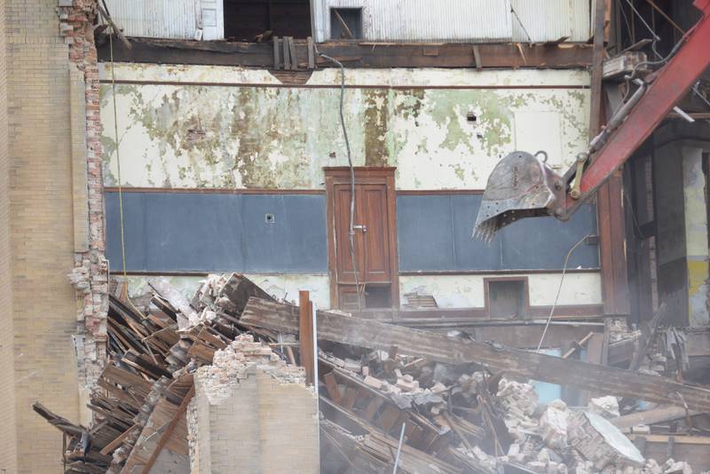 The inside of one of the rooms of the Congress School, 208 N. Congress Ave., Polo, can be seen on Tuesday, April 1, 2025 as demolition of the 41,000 square foot school built in 1899 continues.