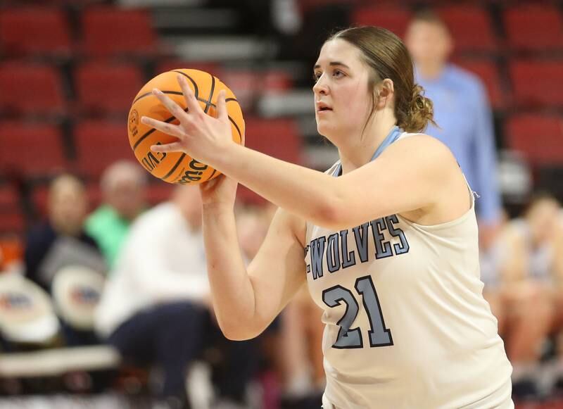 Cissna Park's Lauryn Hamrick shoots a wide-open jump shot during the Class 1A third place game on Friday, March 7, 2025 at CEFCU Arena in Normal.