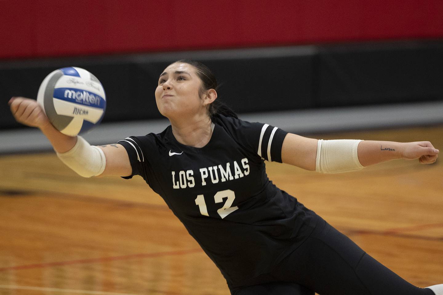 Kishwaukee’s Kaelynn Larson makes a save against Sauk Valley Wednesday, Oct. 29, 2025.