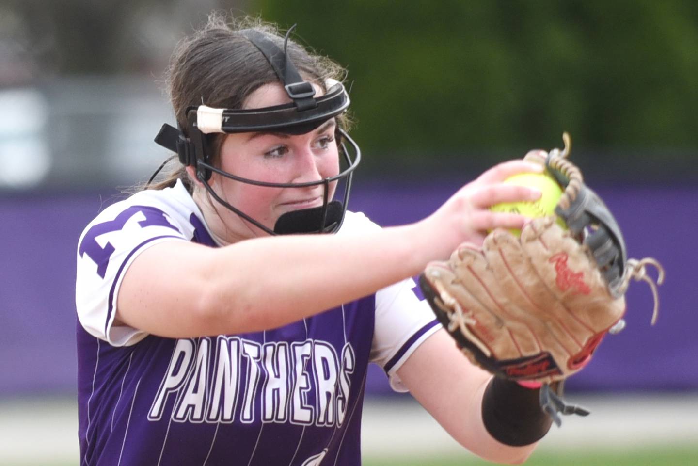 Manteno's Mady Dye winds up before throwing a pitch during a home game against Pontiac Friday, April 3, 2026.