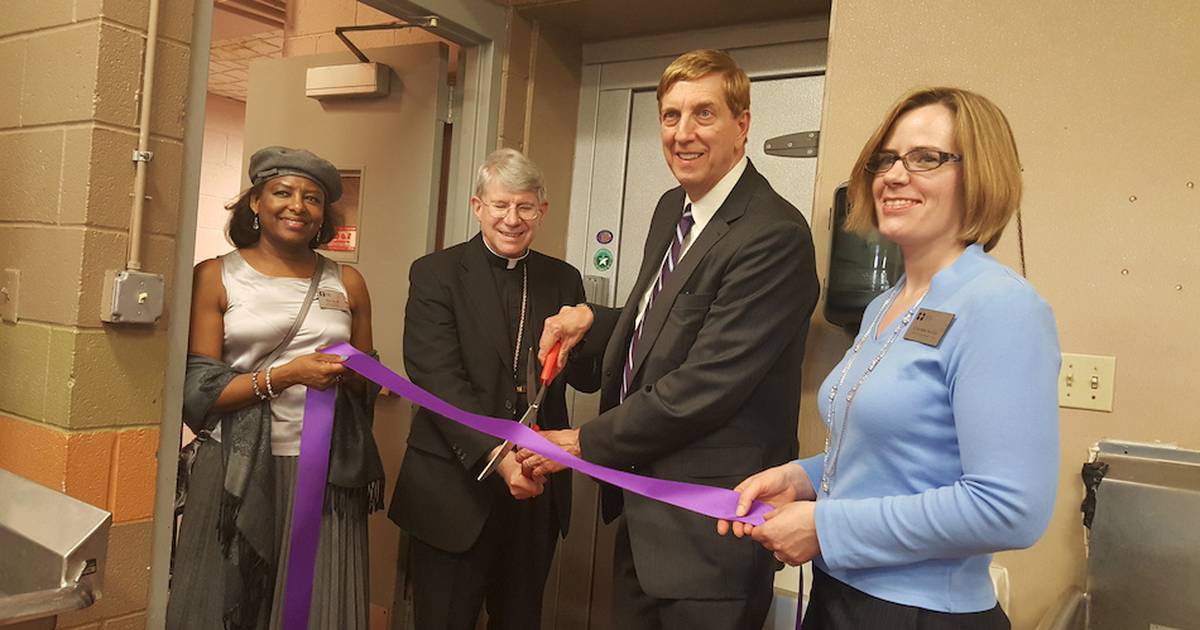 Daybreak Shelter thanks Joliet community, blesses new walkin freezer