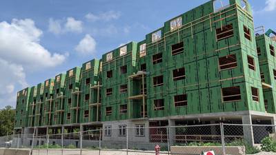 Construction of 2nd building at Oswego luxury apartments making quick progress