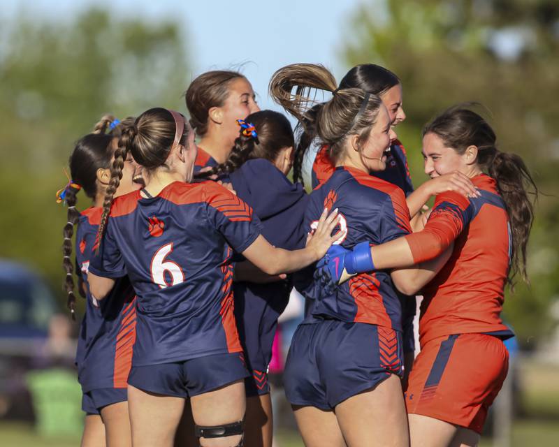 Oswego celebrates their win over Plainfield North on Monday, May 11, 2026 in Oswego.