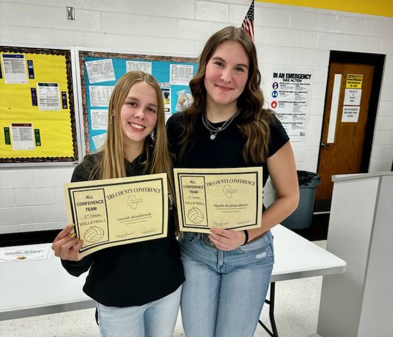 Sarah Weisbrock (left) and Myah Richardson were honored as all-conference players at the awards night on Wednesday, Nov. 19.