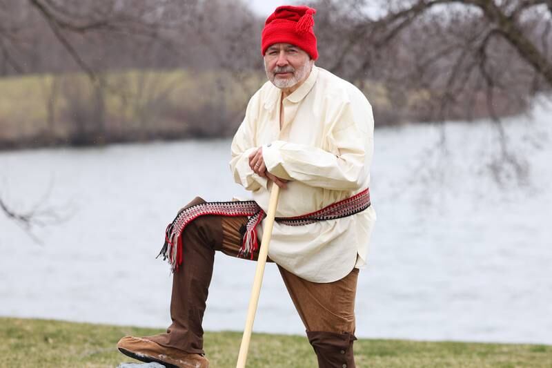 Jim Healy, of Joliet, does a one-man play as famed 17th century French-Canadian explorer Louis Joliet.