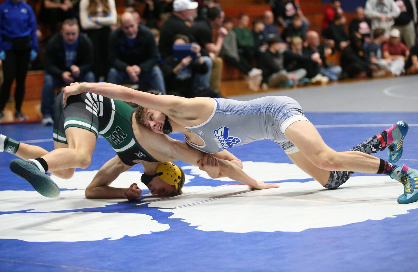 Princeton's Kane Dauber wrestles Coal City's Luke Munsterman during the 61st annual Lyle King wrestling tournament on Saturday, Jan. 11, 2024 at Princeton High School.