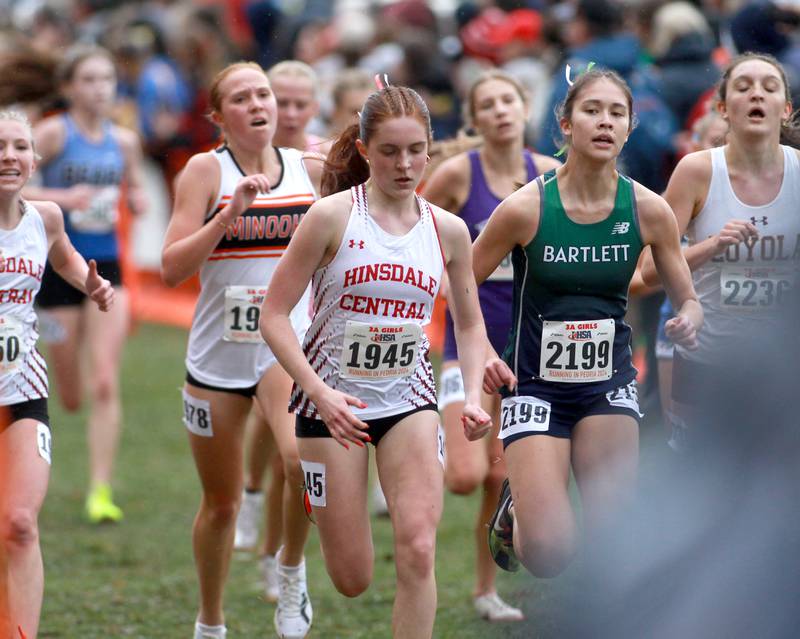 Hinsdale Central's Lily Hodneland competes in the Class 3A State Cross Country Championships on Saturday, Nov. 9, 2024 at Detweiller Park in Peoria.