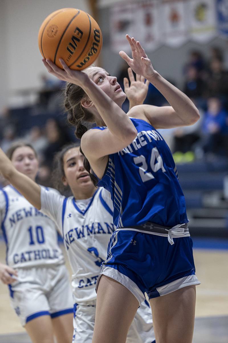 Princeton’s Keighley Davis puts up a shot against Newman Thursday, Jan. 15, 2026.