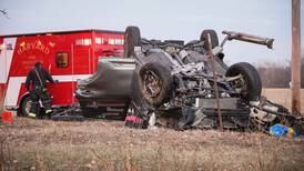 Teen, child injured in Harvard-area rollover crash