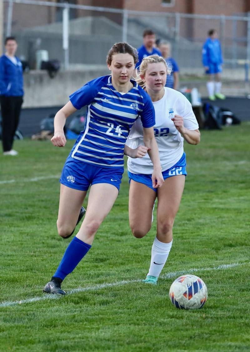 Princeton's Keighley Davis sizes up a shot against HBR Monday at Bryant Field.