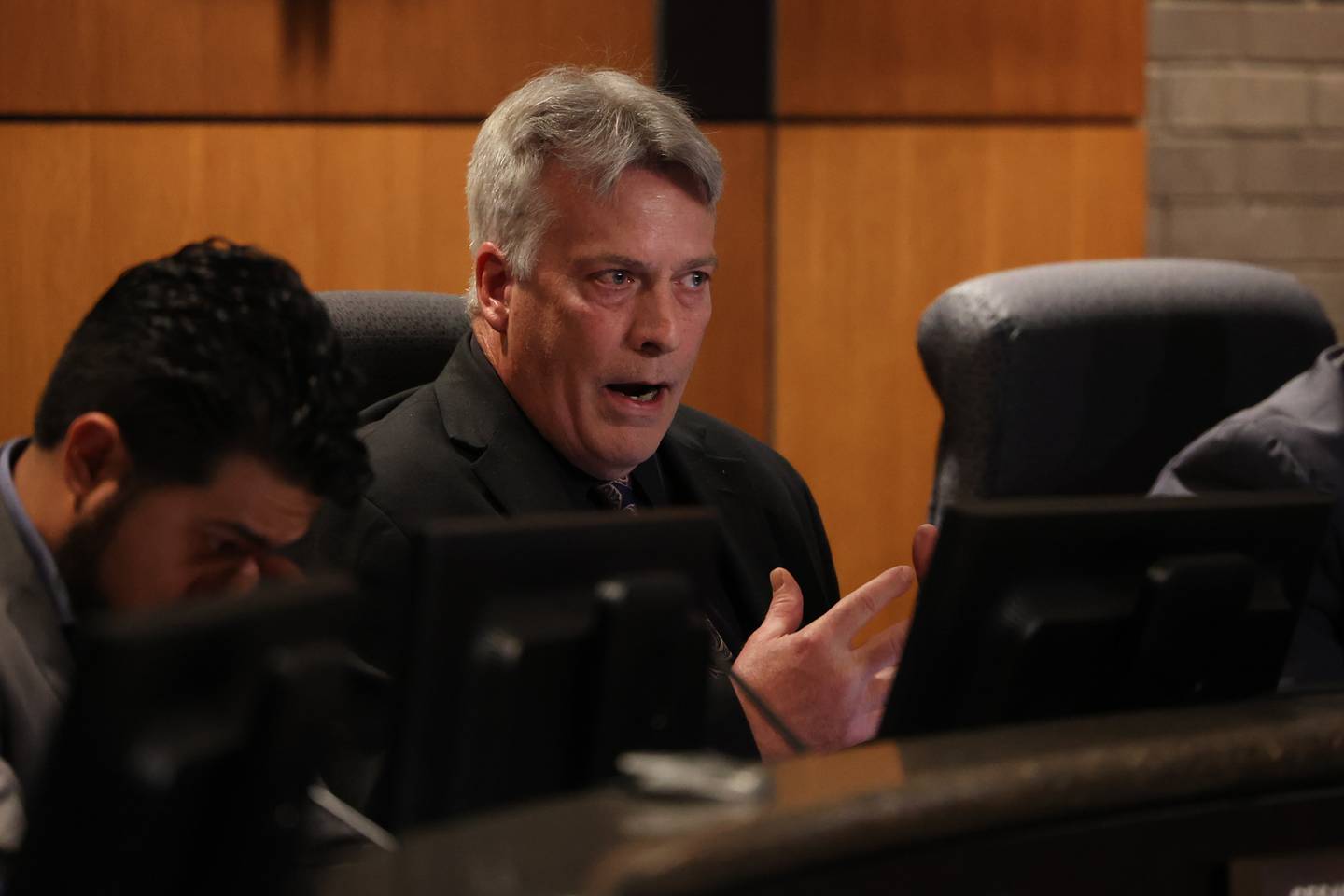 Joliet City Council member Larry Hug at the Joliet City Council Meeting. Tuesday, May 17 2022, in Joliet.