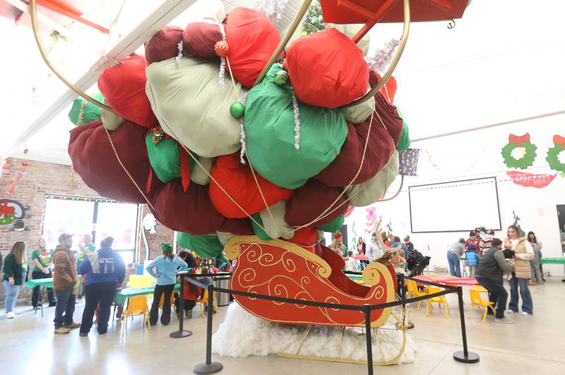 A massive two-story sleigh is on display inside Ax Church on Saturday, Dec. 7, 2024 downtown La Salle.