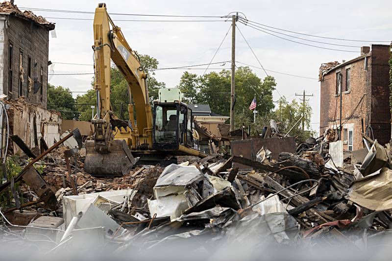 Burke Excavating is doing the work for the building’s owner, Mihail “Mike” Mihalios, 71, of Chicago, and Mihalios’ insurance company; the city is not responsible for the cleanup, City Manager Scott Shumard said.