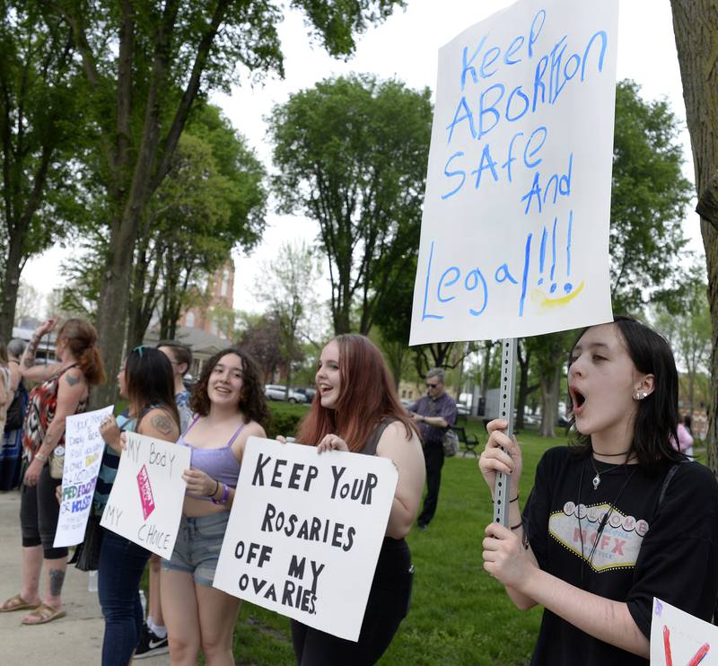 A crowd of about 120 protesters organized Wednesday, May 11, 2022, by Stand With Planned Parenthood Ottawa lined La Salle Street along Washington Square in downtown Ottawa. They advocated for pro-choice on abortion.